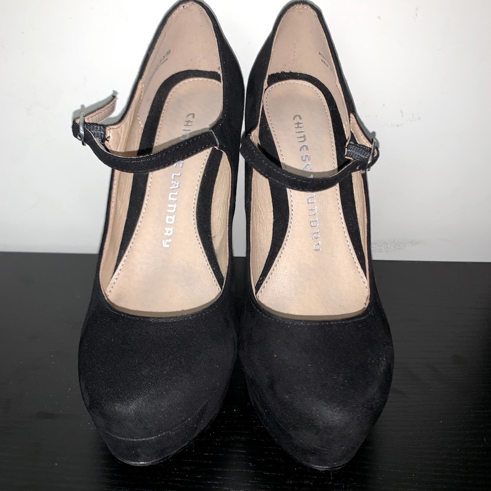 Chinese Laundry Black Faux Suede Stilettos